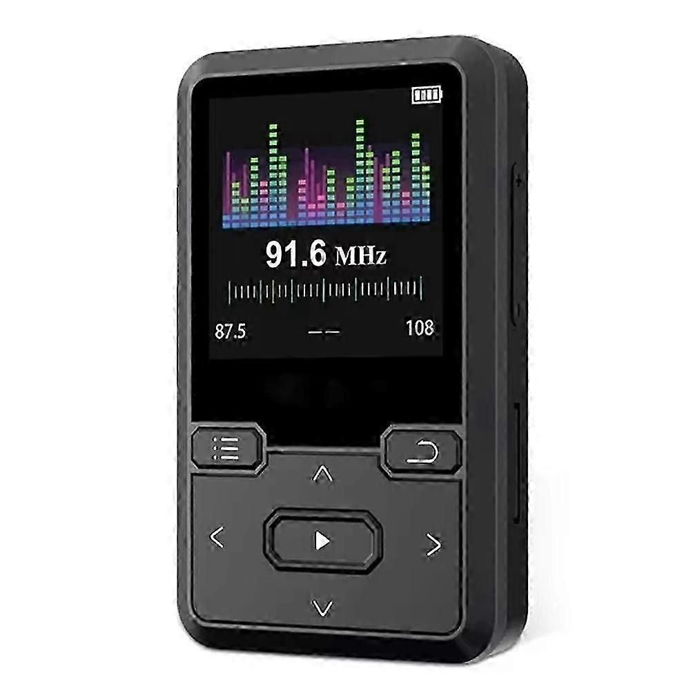 Mini MP3 Player com clipe traseiro, 32GB, som sem perdas, Bluetooth 5.0, pedômetro e rádio FM. Design compacto de 1,44 polegadas.