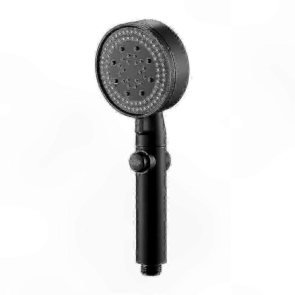 Adjustable multi-function shower head with high-pressure water jet, black and silver