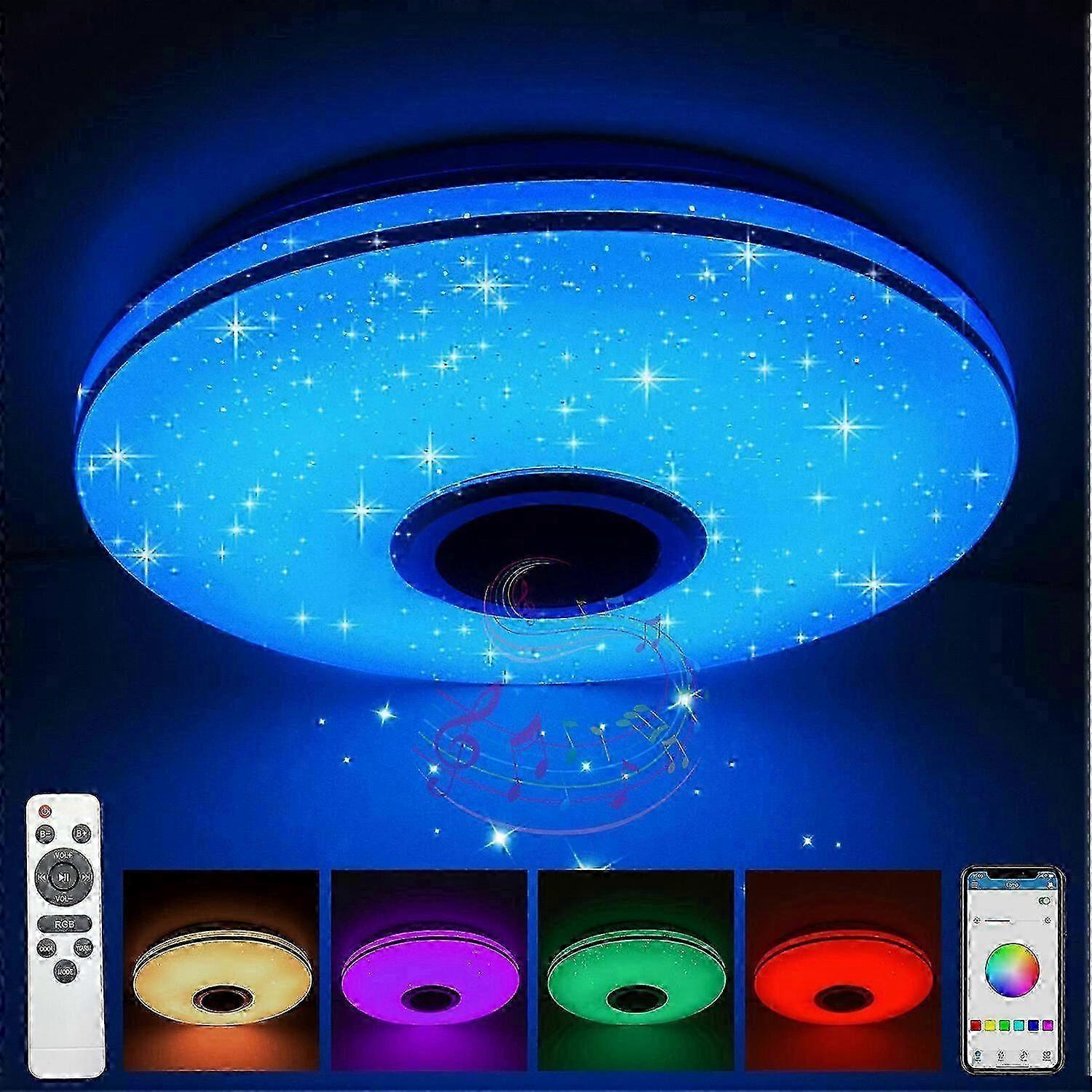 Dimmable RGB LED Ceiling Light with Bluetooth Speaker, Ideal for Multiple Rooms