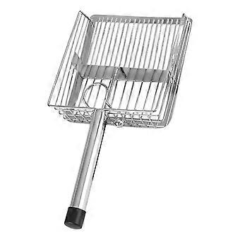 Pá multiuso para areia de gato com cabo de aço inoxidável para limpeza de gaiolas e gatos em casa. Ferramenta para limpeza de areia de gato. Multicolorida.