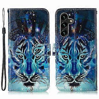 compatible Samsung Galaxy S24 FE Wallet Case Leather Pattern Printed Phone Cover - Wolf fastxm