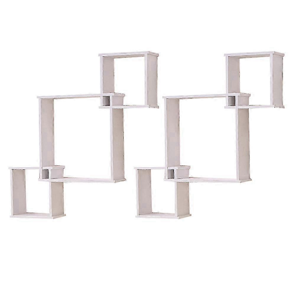 2 Sets Floating Wall Square Shelf Wall-mounted Floating Shelf Bedroom Display Shelf