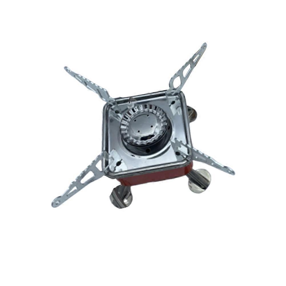 Réchaud à gaz pliable portable argenté pour camping, idéal pour 1 personne.