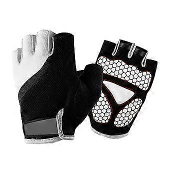 Cycling Gloves Outdoor Half Finger Gloves for Workout 1Pair White Breathable