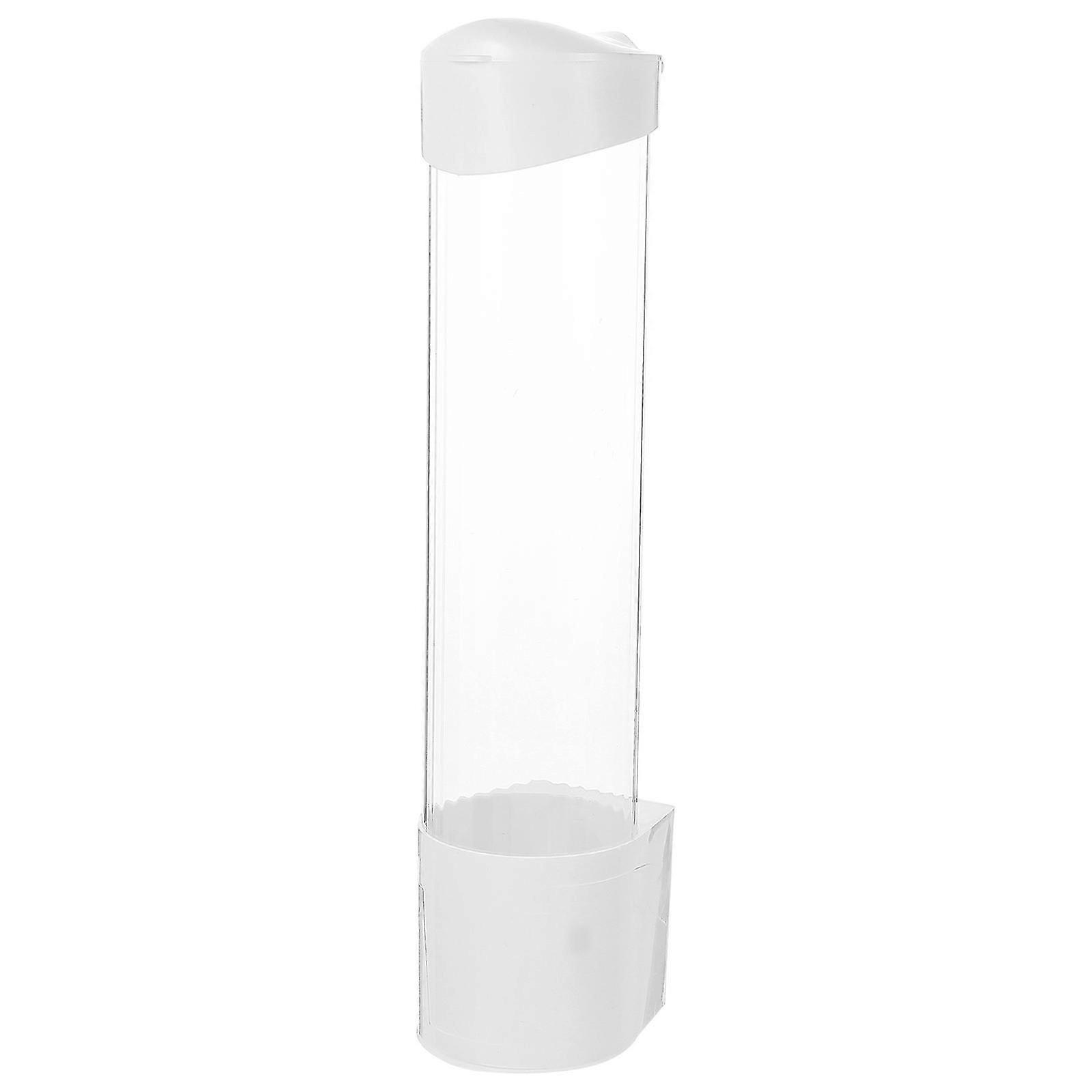 Wall-Mounted Pull-Type Disposable Cup Dispenser, White, ABS+PC, with Visual Window, Easy to Install, for Home, Hotel, Bar (37.5x10x8.7cm)