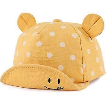 Dww Verstellbare gelbe Baseballkappe, Einheitsgröße (ca. 48 cm), Baumwoll-Babymütze mit Polka-Dots für Mädchen und Jungen, Kinder-Sonnenhut, verstellbar für den Frühling