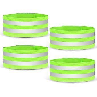 Conjunto de 4 braçadeiras refletoras com barras paralelas, adesivo forte e alta visibilidade para a maioria das pessoas e ciclistas.