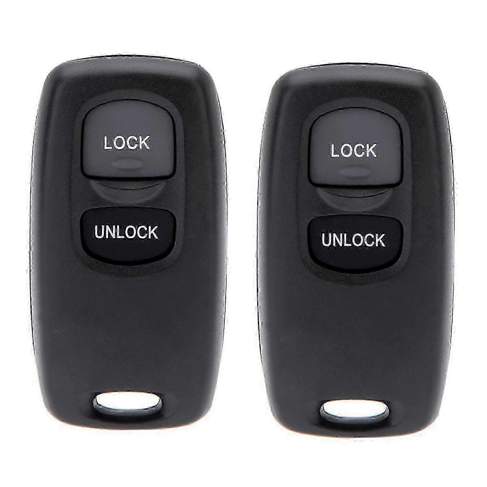 Keyless Entry Remote Key Fob Shell Case & Pad, 2 Uncut 2-Button, Compatible with 2 3 6