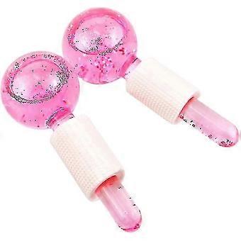 Facial Rollers Neck Massager Tools Anti Ageing Wrinkles Rollers Pink Face Massager Ball(pink)(2pcs)_jsam