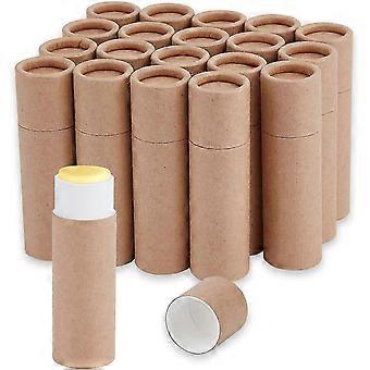NICENEEDED Lot de 20 tubes de baume à lèvres en carton, rechargeables, en papier kraft, ronds, vides, pour gloss à lèvres, parfum solide, cosmétique