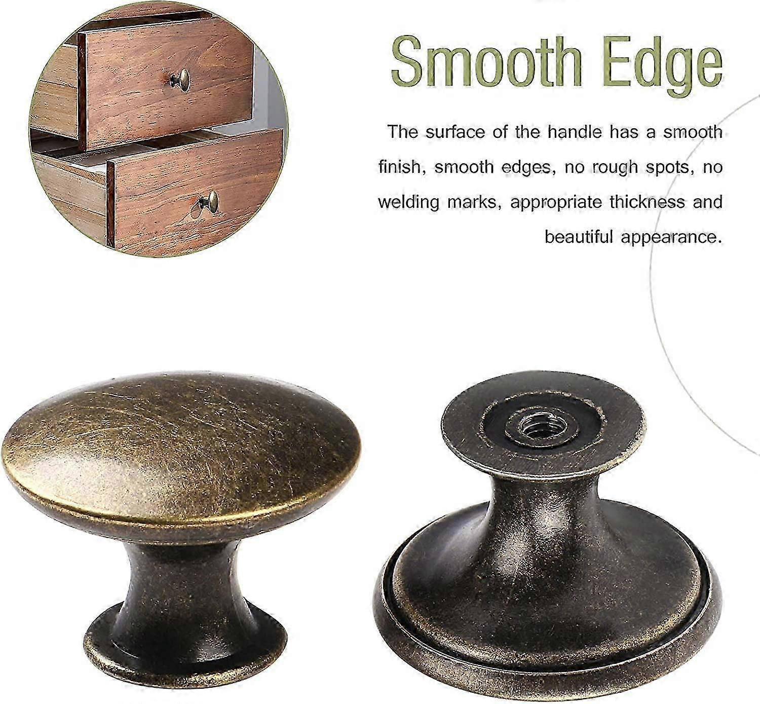 12 Pcs Round Cabinet Knobs Vintage Drawer Knobs Brass Cabinet Pulls Door Knobs for Closet Kitchen Be