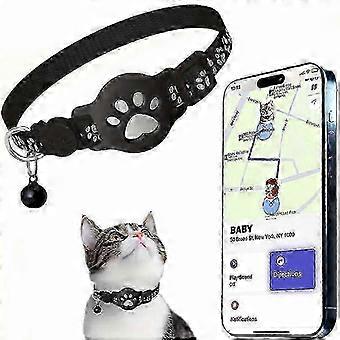 GPS-tracker voor katten, compatibel met Airtag en Android-apparaten, geen abonnement nodig, reflecterende waterdichte halsband met veiligheidssluiting.