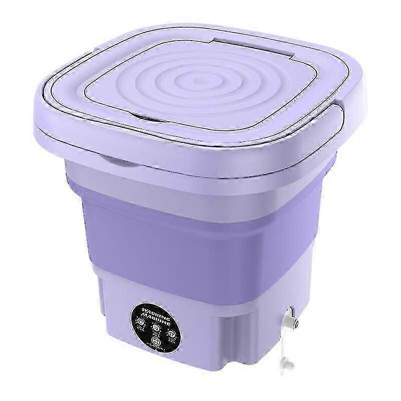 8L 220V Mini Automatic Laundry Machine Foldable Portable Purple with Centrifuge