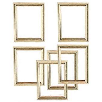 Mini Photo Frame Wooden Tiny House for Decoration 6Pcs Collection