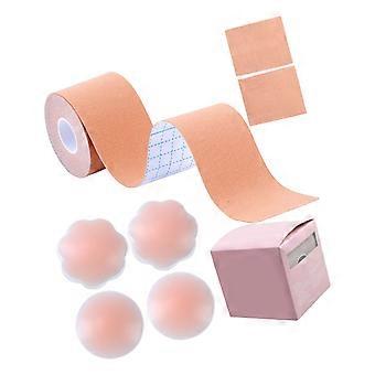 Borsttape voor borstlift, tepelcovers, borstlift tapeset met siliconen bloemblaadjes en proefstrips voor het stylen van outfits met een open rug, lage halslijn en bandjes.