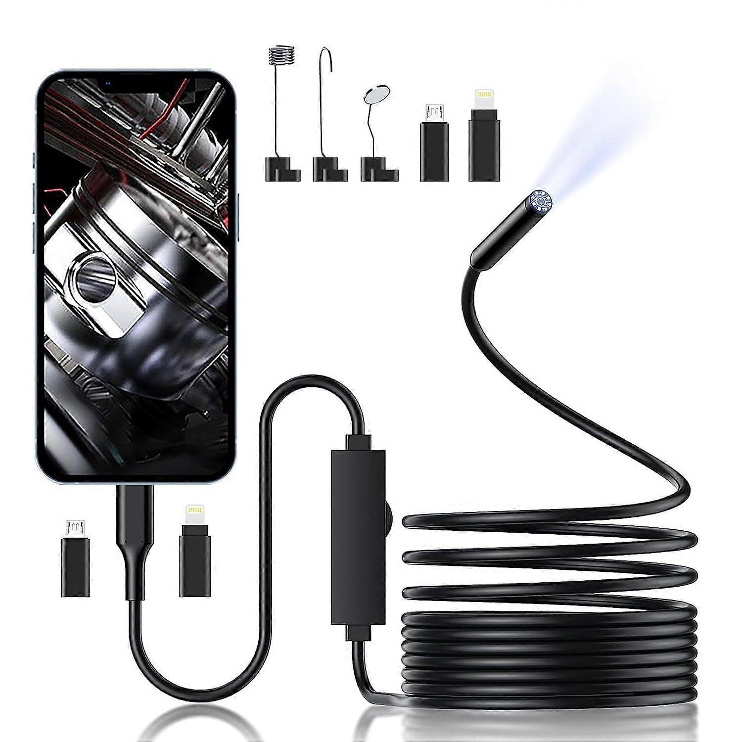 Endoscope Camera with Light - 1920P HD Borescope Inspection Camera for Android and iOS