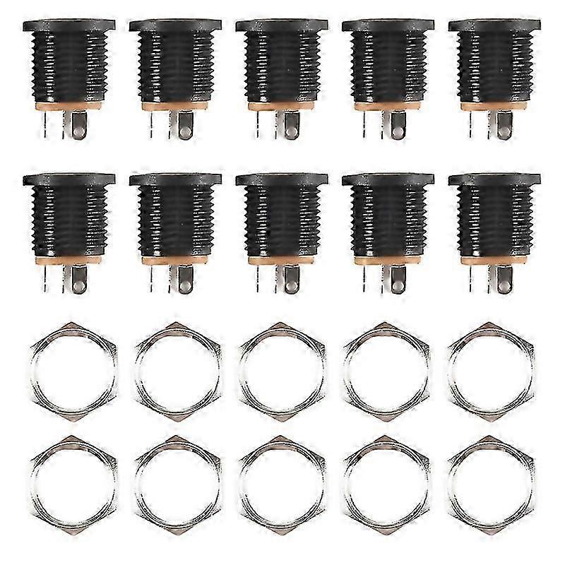 10 Pcs 21x55mm Panel Mount DC Power Jack Socket