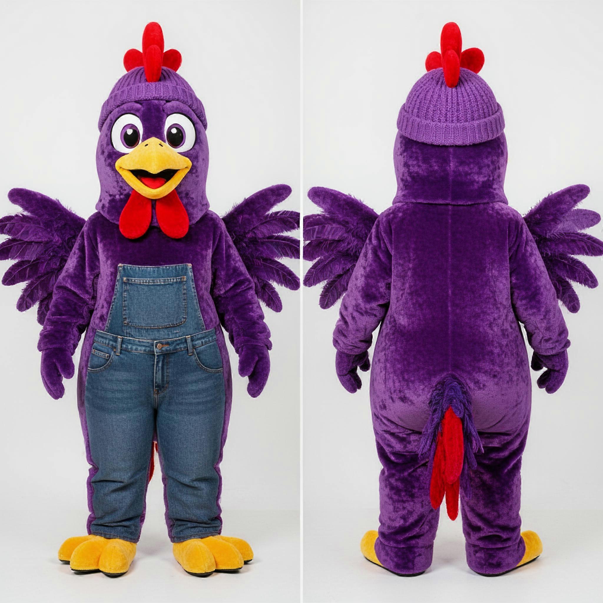 MASTICOT Violet Cartoon Roosters Mascot
