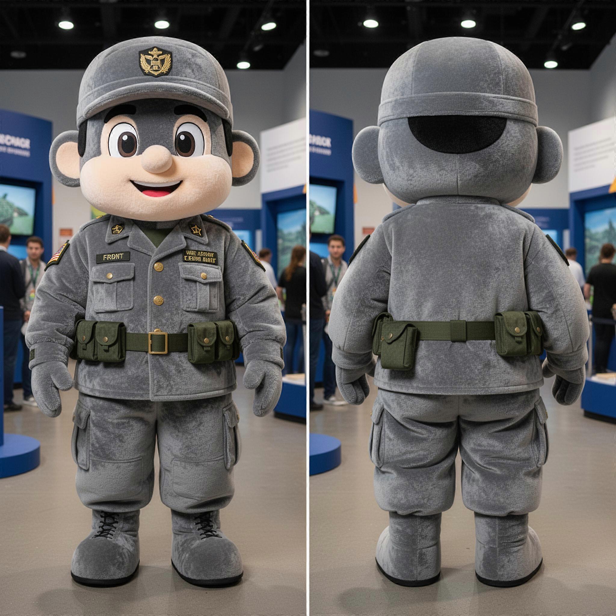 MASTICOT Gray Padded Army Soldier Mascot