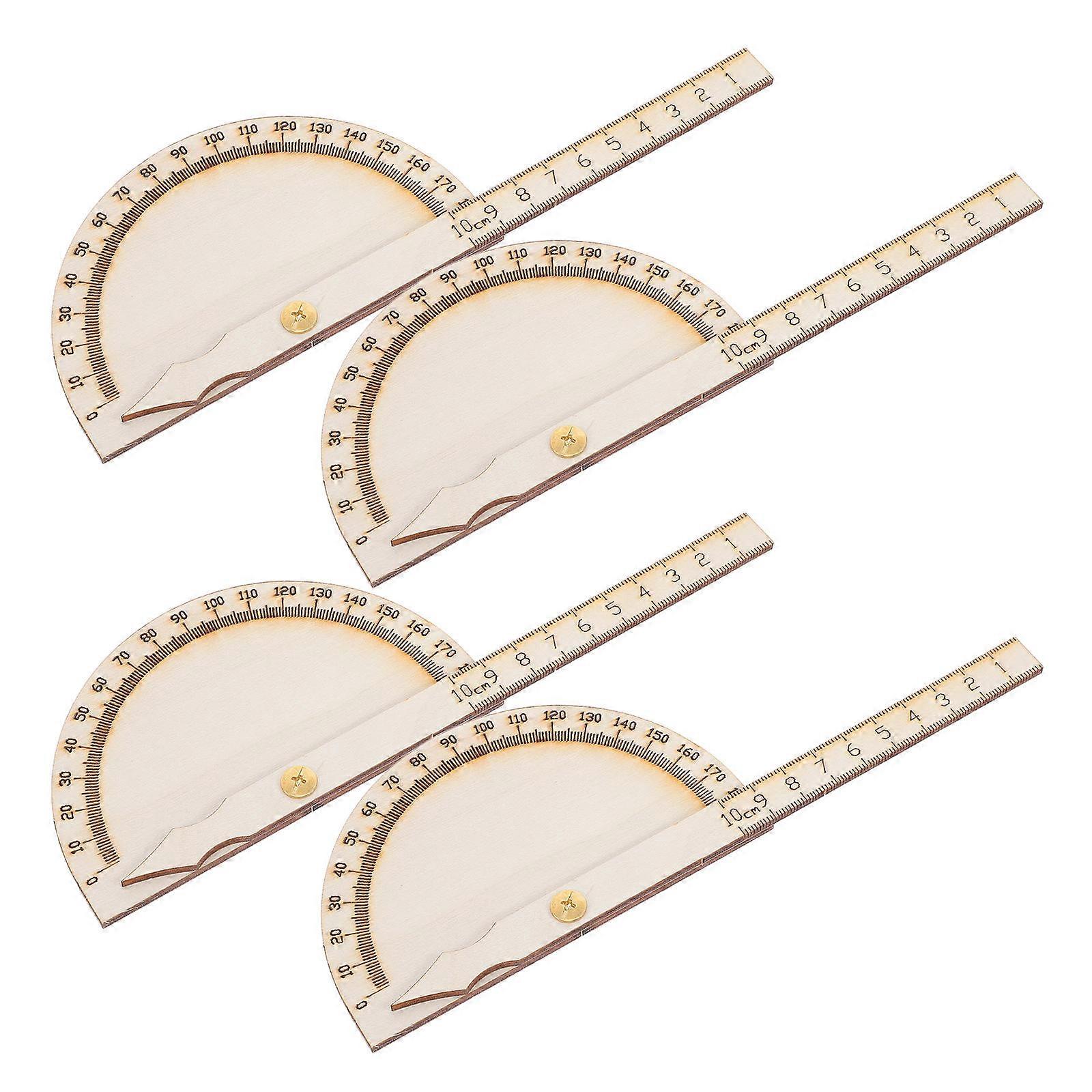 12Pcs Wooden Protractor for School Precise Angle Measuring Tool