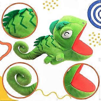 Creative Role Play & Storytelling Plush Chameleon Hand Puppet Stuffed Animal Toy with Open Movable Mouth Gift for Kids Toddlers Birthday