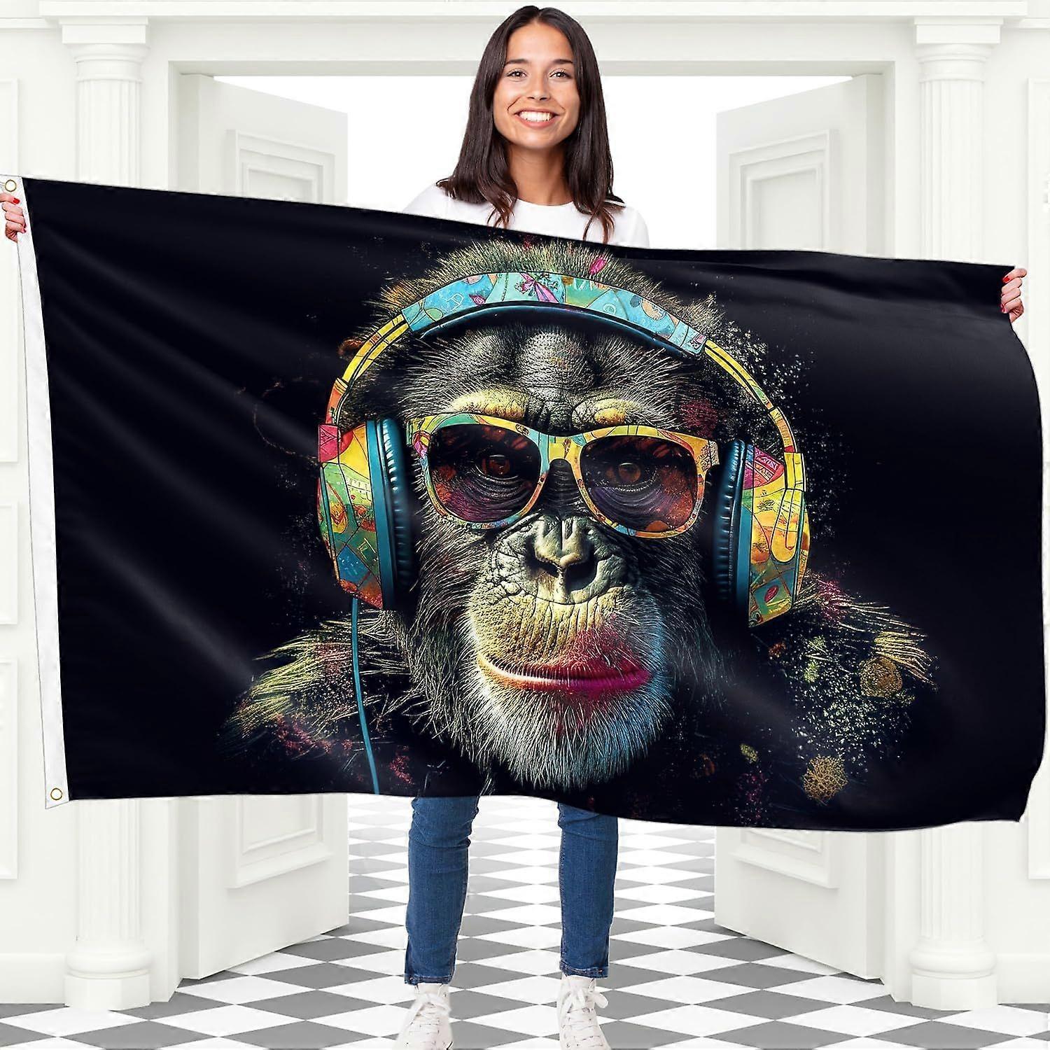 Affe mit Kopfhörern Flagge ND-565
