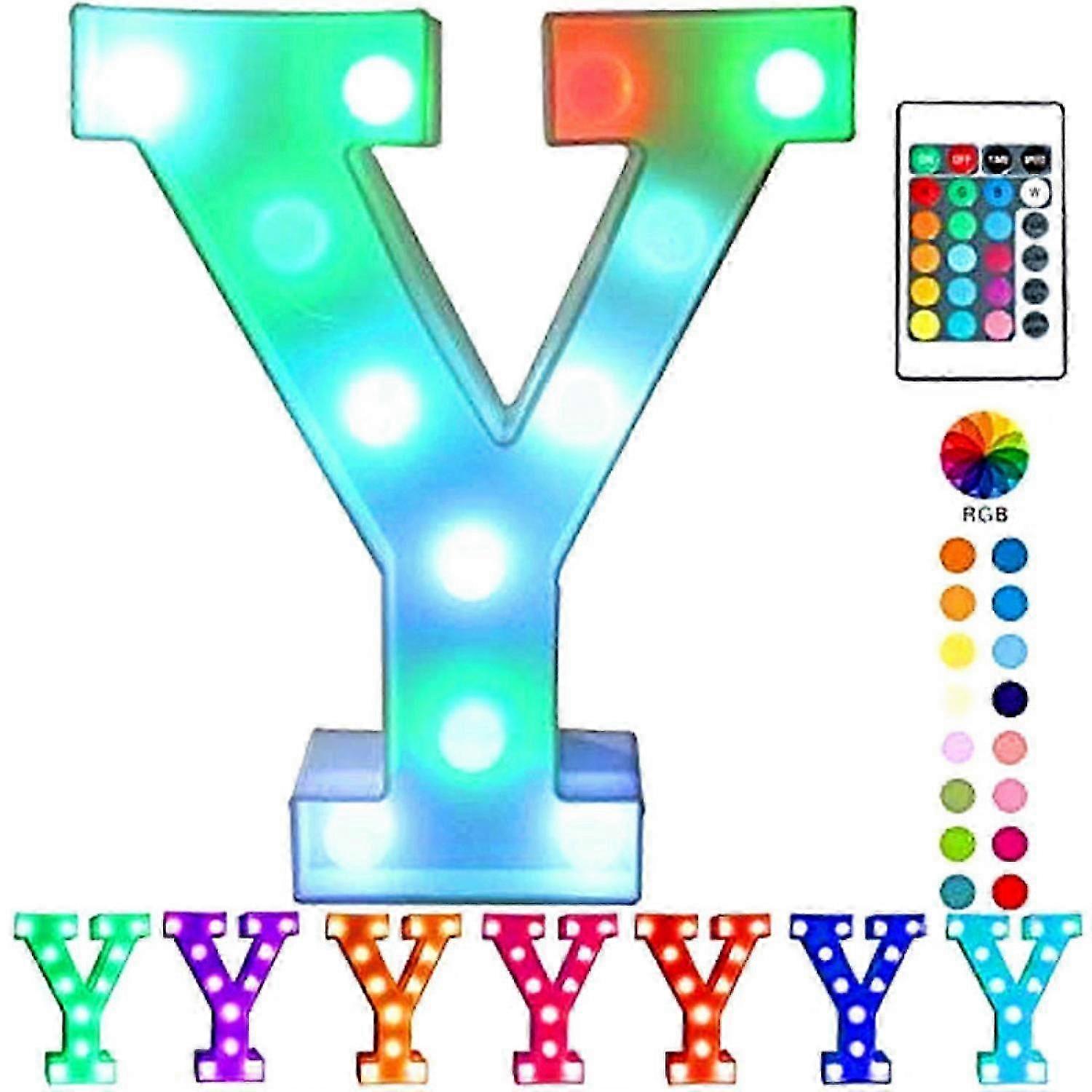 JUSTUP Multicolor LED Marquee Letter Y Light with Remote