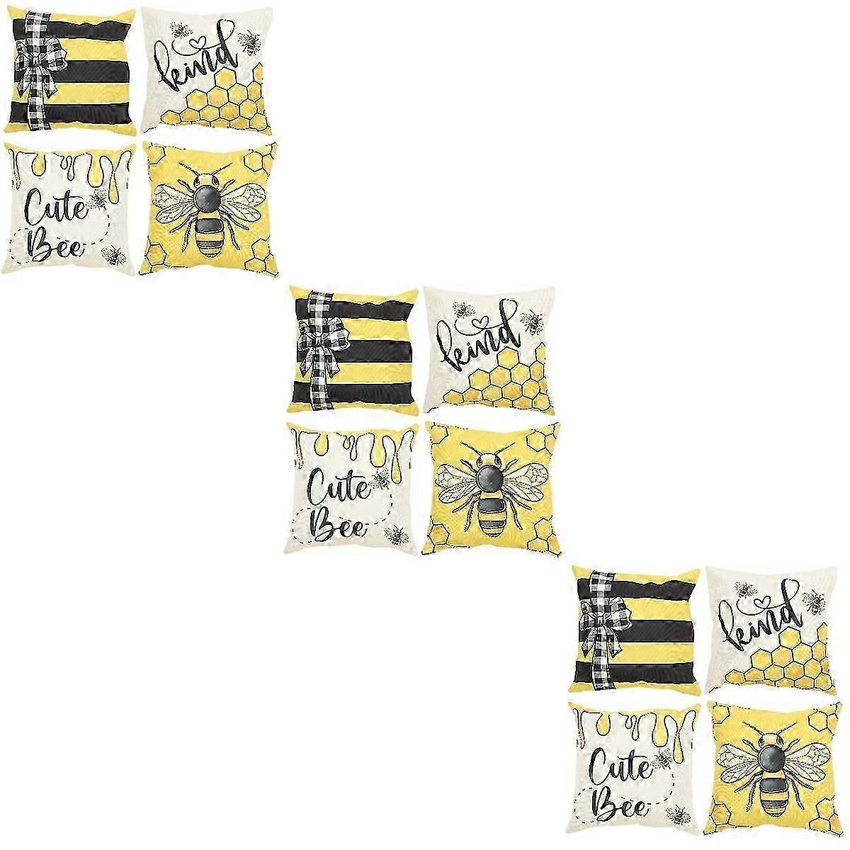 Bee Pattern Cushion 12Pcs Home Multifunction Pillowcase Cover