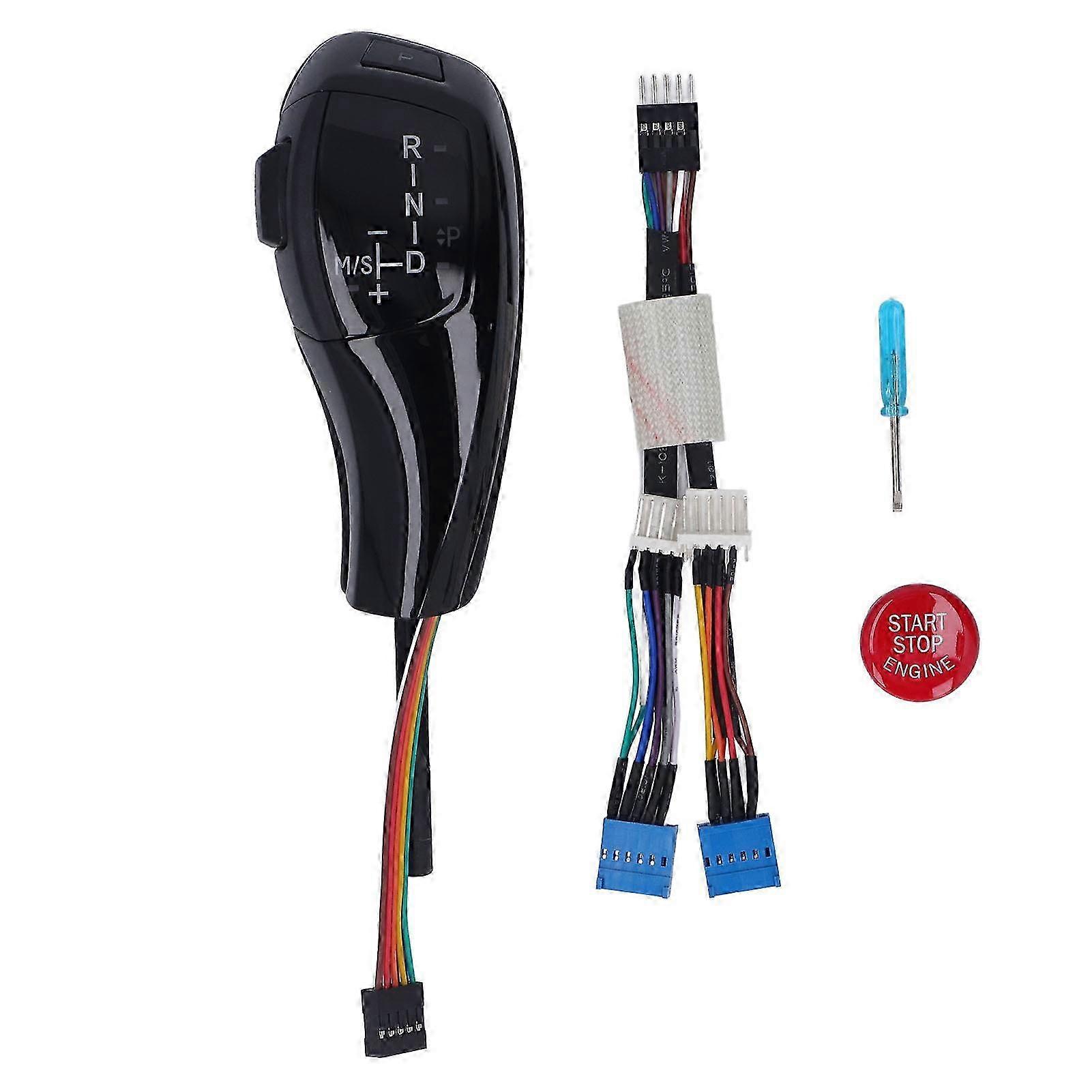 Automatic Gear Shift Knob Left Driver Side compatible with BMW Z4 E85 2001 2008 Glossy Black LED with Red Button