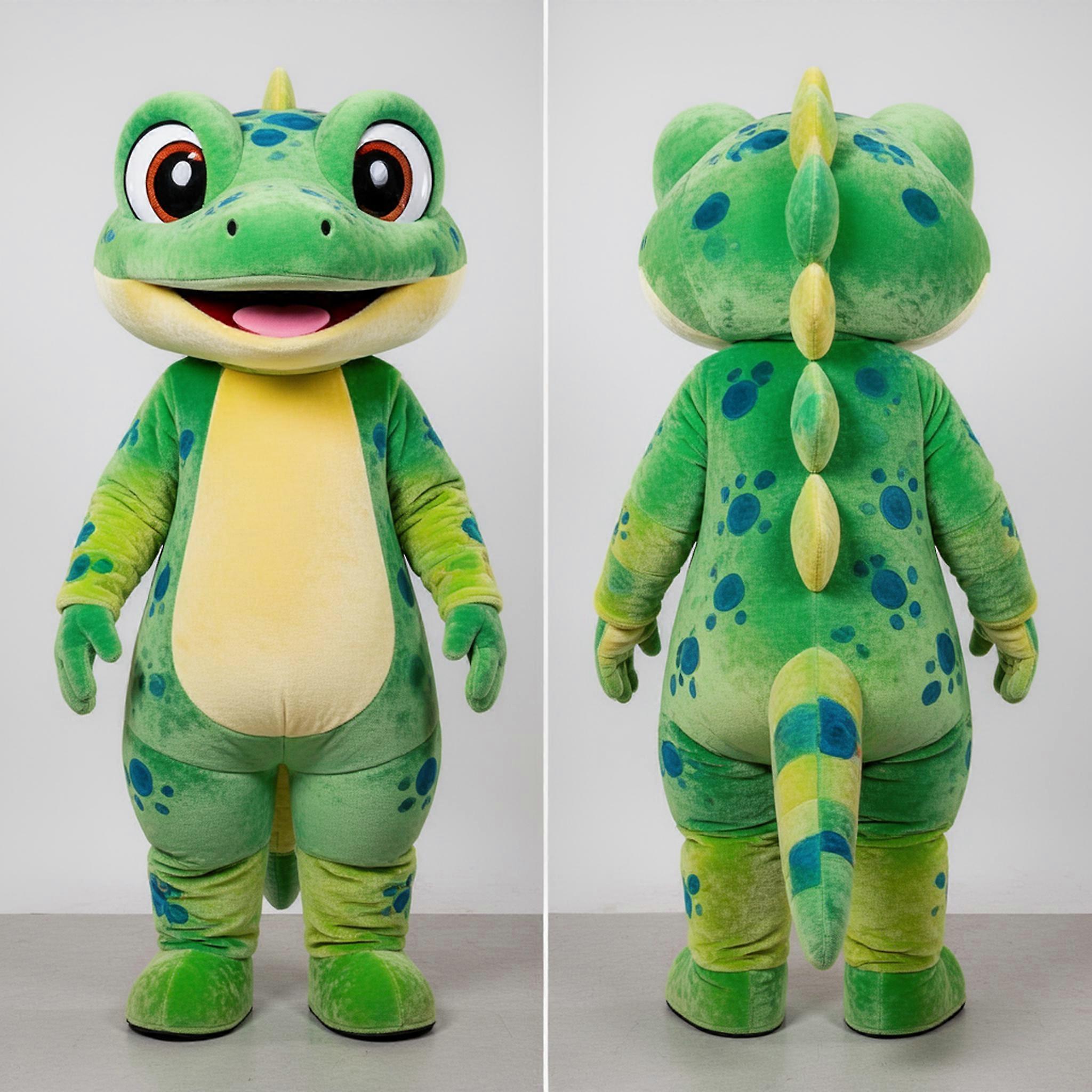 MASTICOT Emerald Green Playful Geckos Mascot