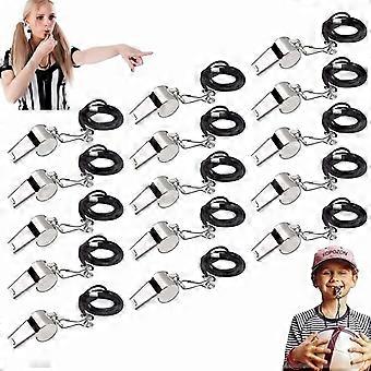 15Pcs Loud Metal Referee Sports Whistles with Lanyards, Stainless Steel Coach Whistle for Basketball Football Game