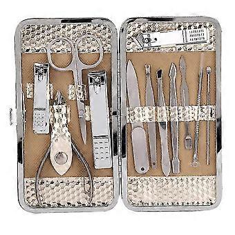 12 Piece Stainless Steel Manicure and Pedicure Set with Nail Clippers