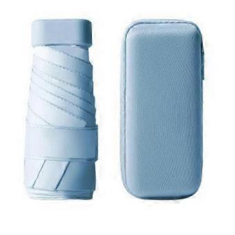 Six-Fold Card Umbrella Portable Pocket Capsule Umbrella Dual-Purpose Anti-Ultraviolet Sunscreen Umbrella Blue