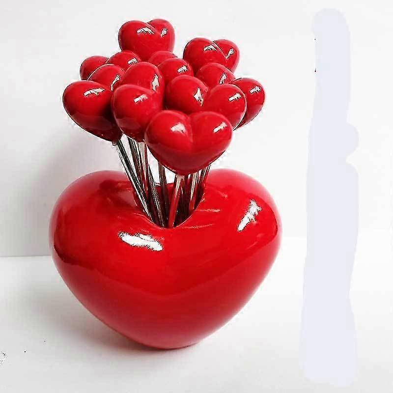 10-Piece Heart Fruit Fork Set With Stand