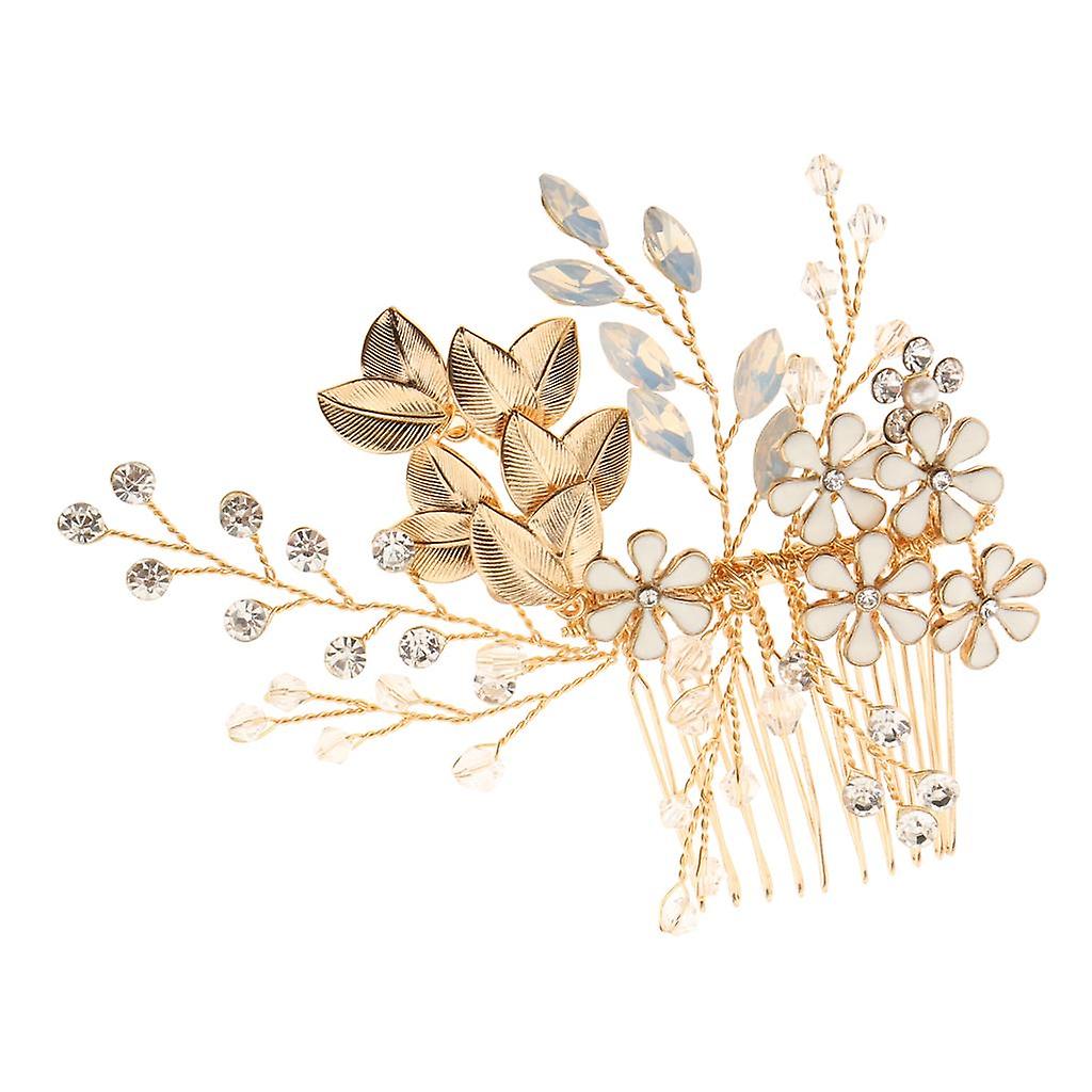 Lüks Kristal Saç Tarak Düğün Gelin Yaprağı Çiçek Saç Klipsi Parti Başlığı