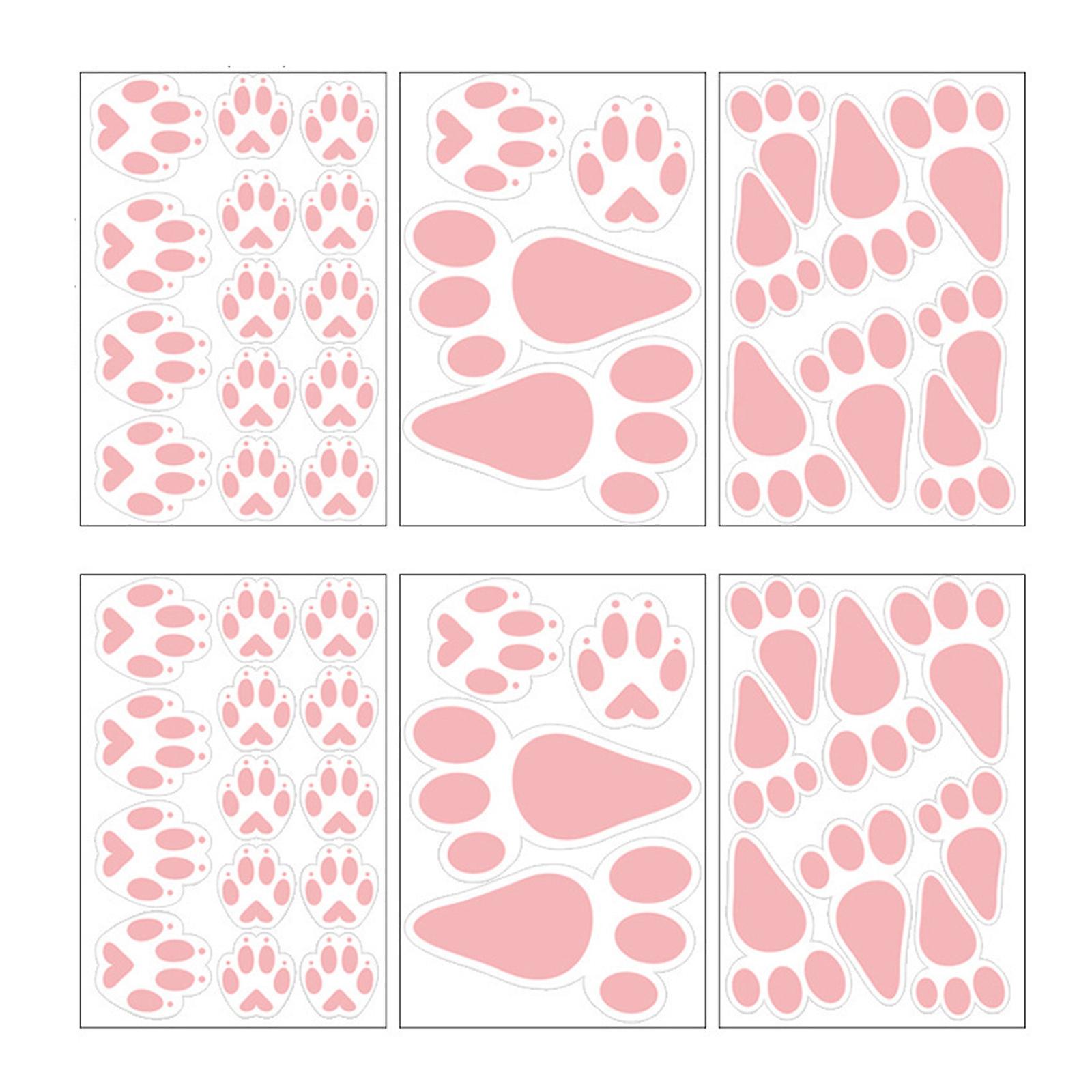1/6 Sheets Easter Stickers Bunny Footprints Floor Stickers Rabbit Decals Window