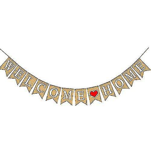 Welcome Home Banner Bunting, 3m Rustic Burlap Bunting Banner, Welcome Home Decoration