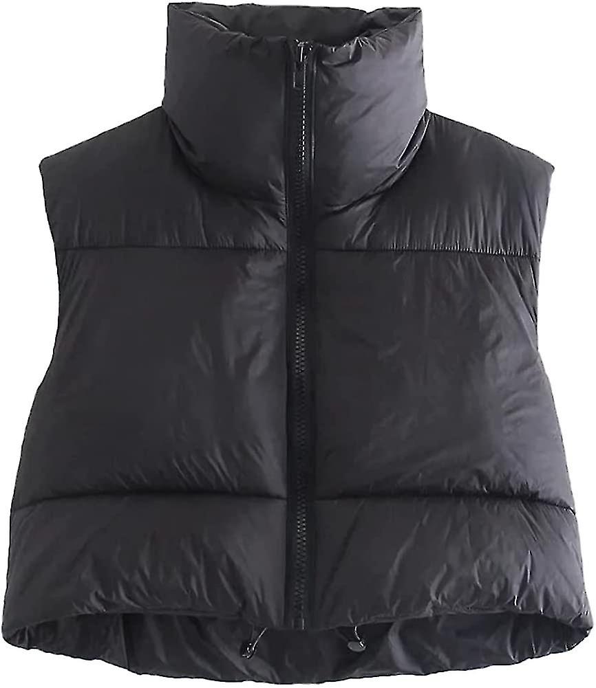 Women's Crop Vest Sleeveless Warm Outerwear Puffer Vest Padded Gilet