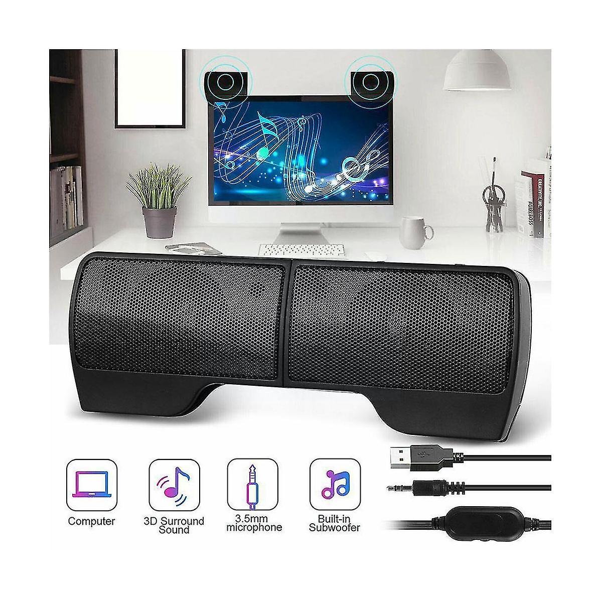 Mini Portable Usb Stereo Speakers Controller Soundbar For Laptop Mp3 Phone Music Player Pc With Cli