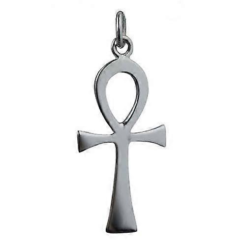 9ct White Gold 33x17mm plain solid Ankh or Peace Cross