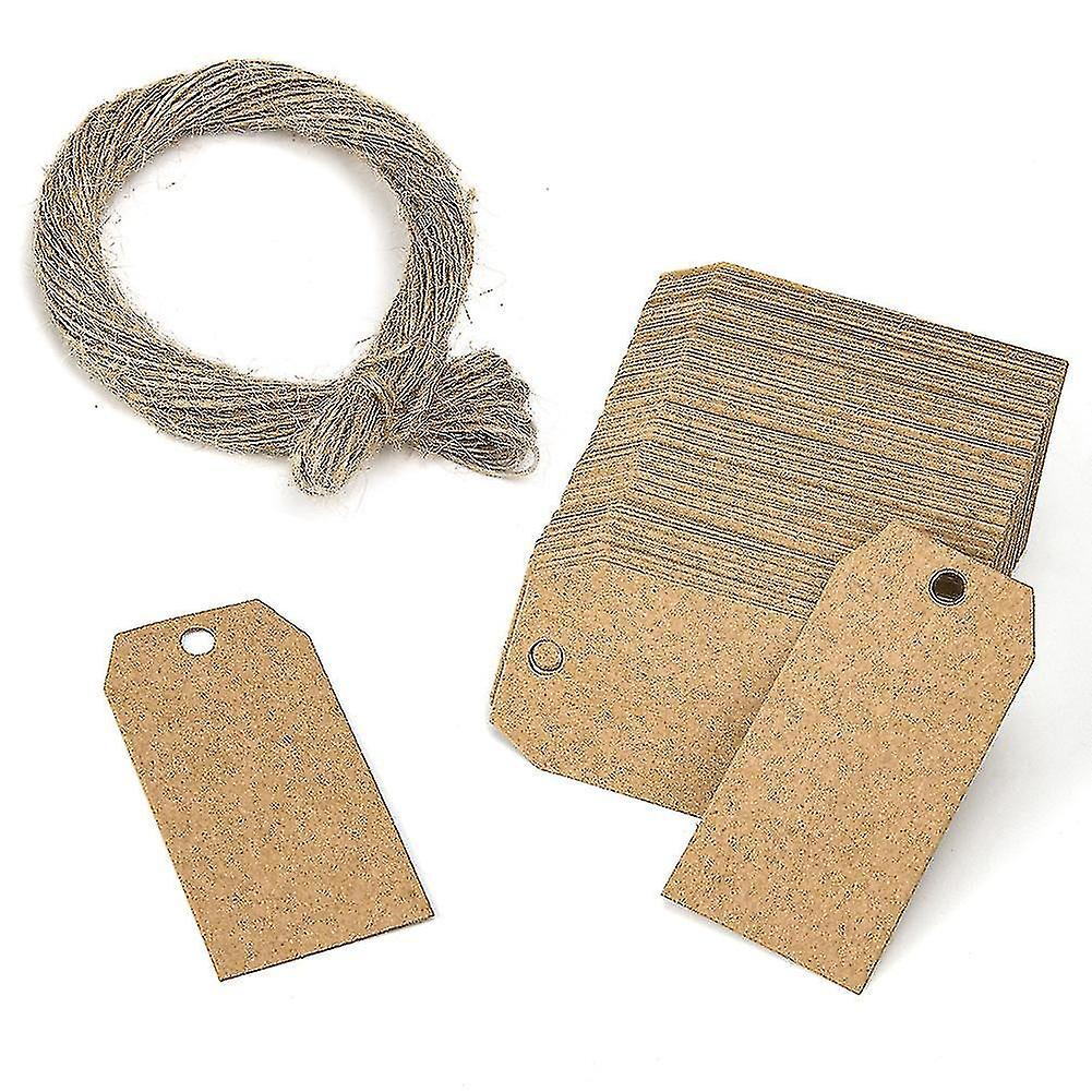 100 Pack Kraft Paper Gift Tags 5cm X 2.5cm Hanging Tags Burlap Twine 20 Meters
