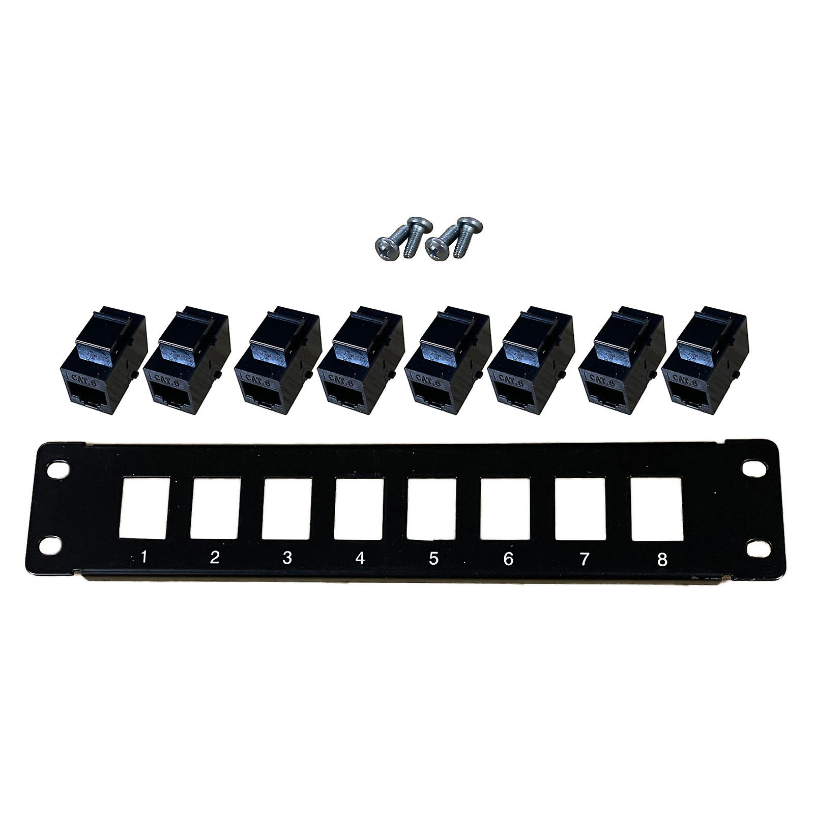 19in Rackmount or Wall Mount 8 Port Network Patch Panel (Cat6 RJ45 Patch Panel)
