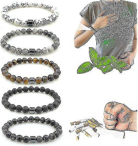 أساور الإقلاع عن التدخين الثلاثية الحماية 8 مم مغناطيس مضاد للدخان سوار العلاج سوار التخلص من السموم في الرئة يعيد الرئتين الصحيتين للتدخين Cessatio