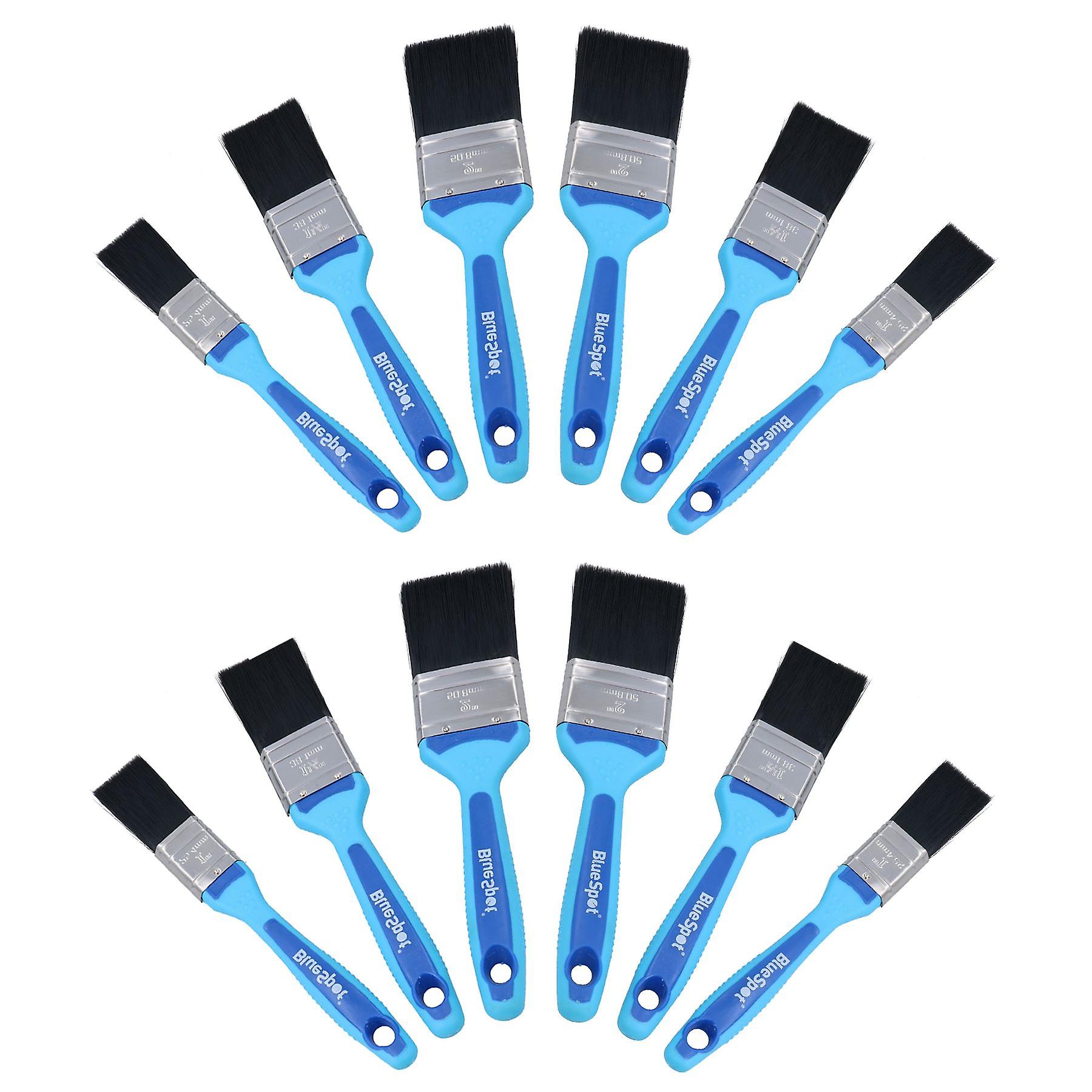 12 x Synthetic Paint Brush Painting + Decorating Brushes Rubber Grip Handle 1” – 2”