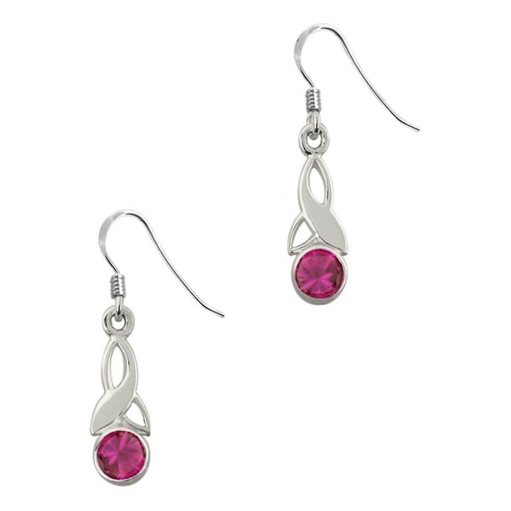 Celtic Holy Trinity Knot birthstone liten dråpe stil par øredobber-en Ruby Stone