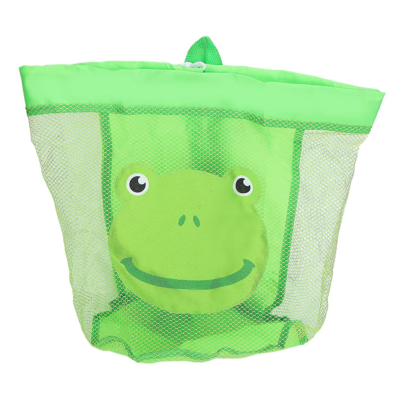 Sac de rangement pour jouets d'enfants, sac de plage pliable extra large en maille respirante avec bandoulière, vert