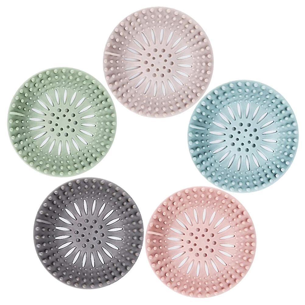 5pcs Creative Anti-blocking Floor Drain Covers Round Sink Stoppers Hair Filters Sewer Strainer Nets