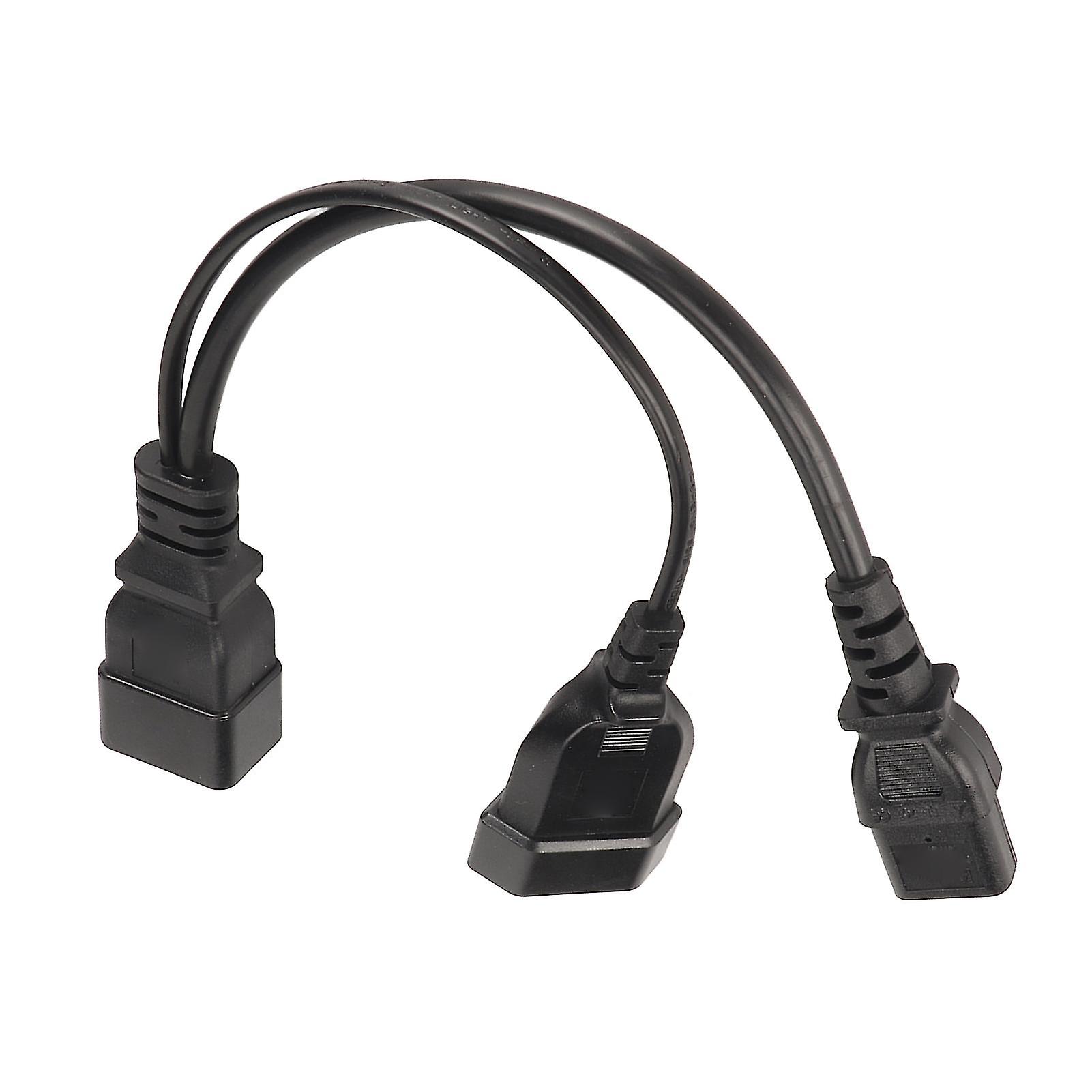 IEC320 C13 to C20 Y Splitter Power Cord 12.6in with Durable PVC Shell, 1 in 2 Out Design
