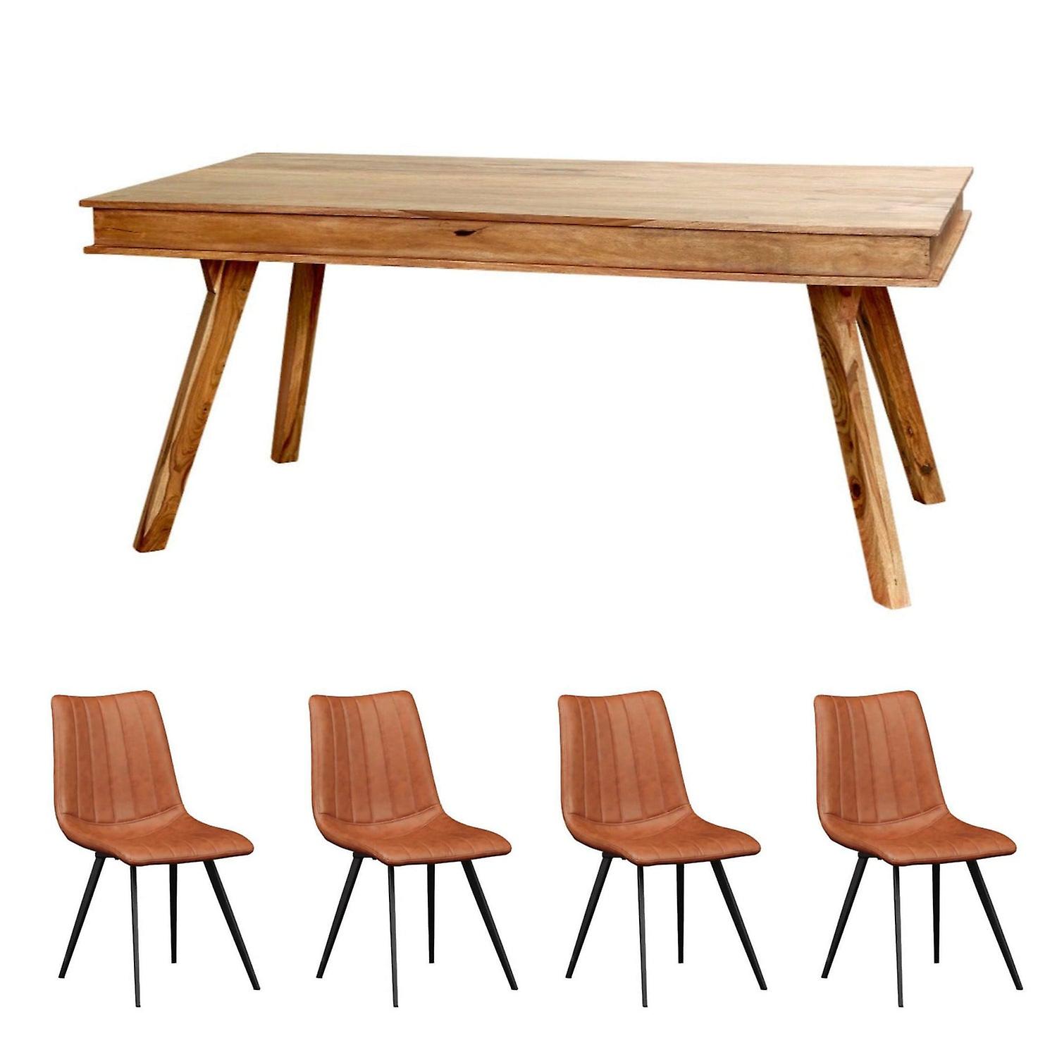 Zhara Sheesham Medium Table Set With 4 Chairs