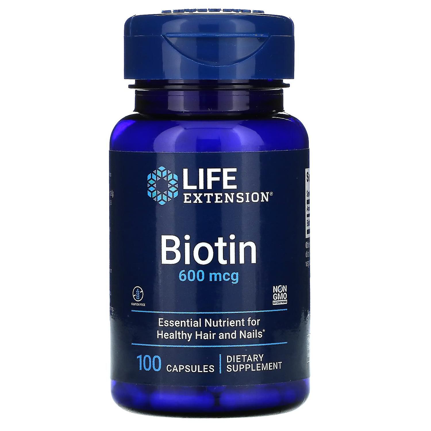 Life Extension, Biotin, 600 mcg, 100 Capsules